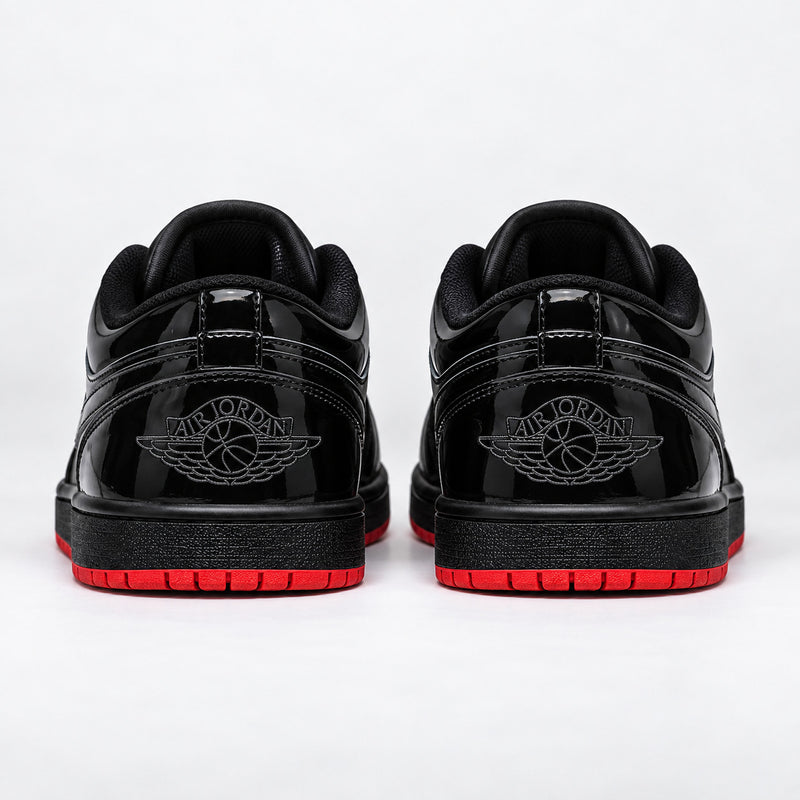 J1 Low Black Patent (Red Sole)