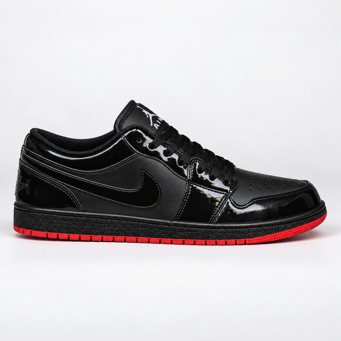 J1 Low Black Patent (Red Sole)